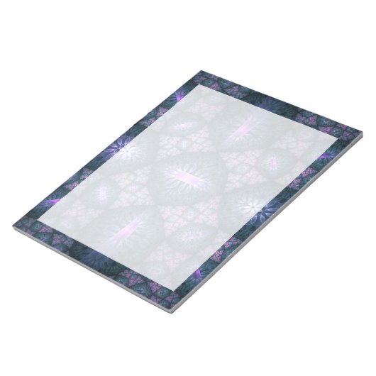 3D Fractal Art Pattern Turquoise Paars Pink Notitieblok (Schuin)