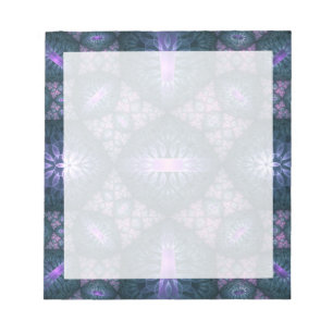 3D Fractal Art Pattern Turquoise Paars Pink Notitieblok