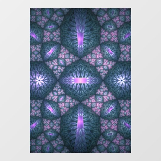 3D Fractal Art Pattern Turquoise Paars Pink Raamsticker (Vel)