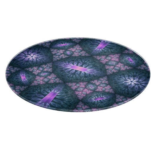 3D Fractal Art Pattern Turquoise Paars Pink Snijplank (Hoek)