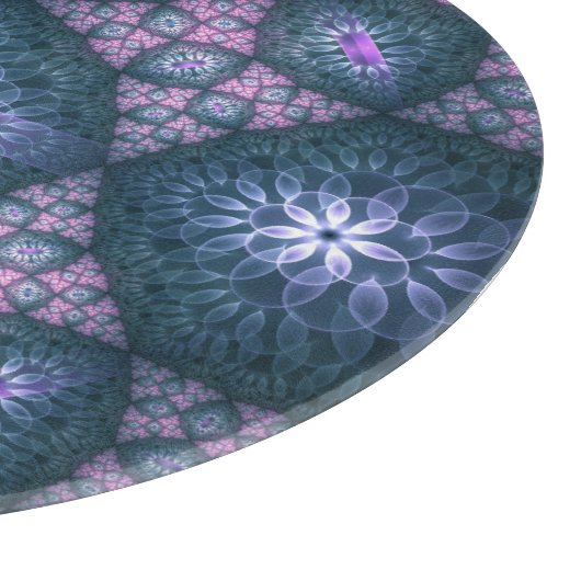 3D Fractal Art Pattern Turquoise Paars Pink Snijplank (Hoek)