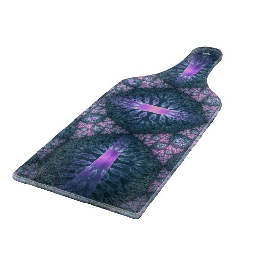 3D Fractal Art Pattern Turquoise Paars Pink Snijplank (Hoek)