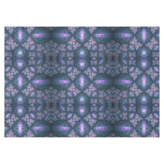 3D Fractal Art Pattern Turquoise Paars Pink Tafelkleed (Voorkant (Horizontaal))