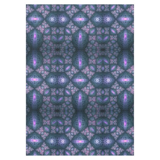 3D Fractal Art Pattern Turquoise Paars Pink Tafelkleed (Voorkant)