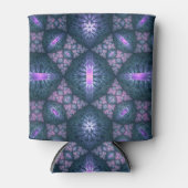 3D Fractal Kunstpatroon Turquoise Paars Roze Blikjeskoeler (Voorkant)