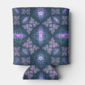 3D Fractal Kunstpatroon Turquoise Paars Roze Blikjeskoeler (Achterkant)