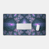 3D Fractal Kunstpatroon Turquoise Paars Roze Bureaumat (Keyboard & Muis)