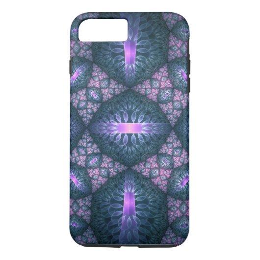3D Fractal Kunstpatroon Turquoise Paars Roze Case-Mate iPhone Case (Achterkant)