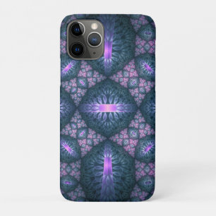 3D Fractal Kunstpatroon Turquoise Paars Roze Case-Mate iPhone Case