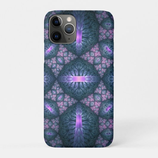 3D Fractal Kunstpatroon Turquoise Paars Roze Case-Mate iPhone Case (Achterkant)