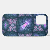 3D Fractal Kunstpatroon Turquoise Paars Roze Case-Mate iPhone Case (Achterkant (horizontaal))