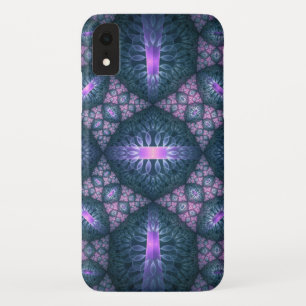3D Fractal Kunstpatroon Turquoise Paars Roze Case-Mate iPhone Case