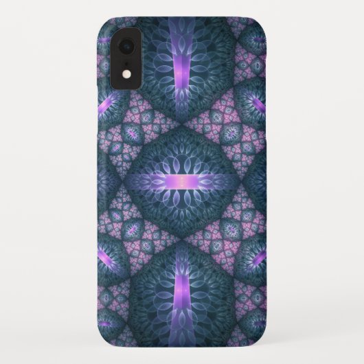 3D Fractal Kunstpatroon Turquoise Paars Roze Case-Mate iPhone Case (Achterkant)