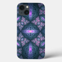 3D Fractal Kunstpatroon Turquoise Paars Roze