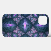 3D Fractal Kunstpatroon Turquoise Paars Roze Case-Mate iPhone Case (Achterkant (horizontaal))