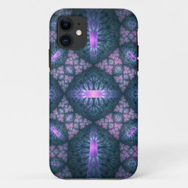 3D Fractal Kunstpatroon Turquoise Paars Roze Case-Mate iPhone Case