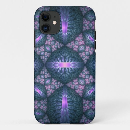 3D Fractal Kunstpatroon Turquoise Paars Roze Case-Mate iPhone Case (Achterkant)