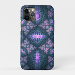 3D Fractal Kunstpatroon Turquoise Paars Roze Case-Mate iPhone Case