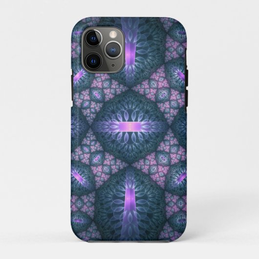 3D Fractal Kunstpatroon Turquoise Paars Roze Case-Mate iPhone Case (Achterkant)