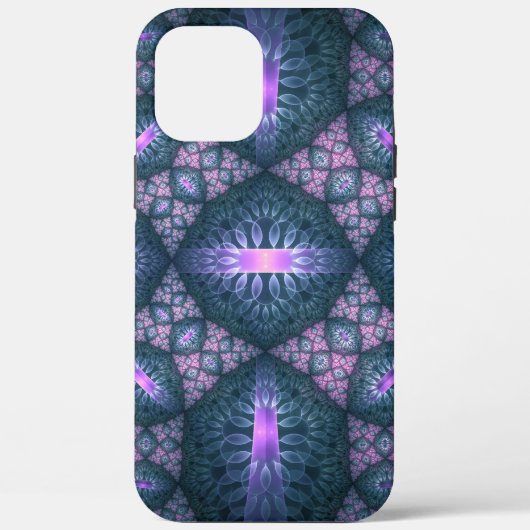 3D Fractal Kunstpatroon Turquoise Paars Roze Case-Mate iPhone Case (Achterkant)