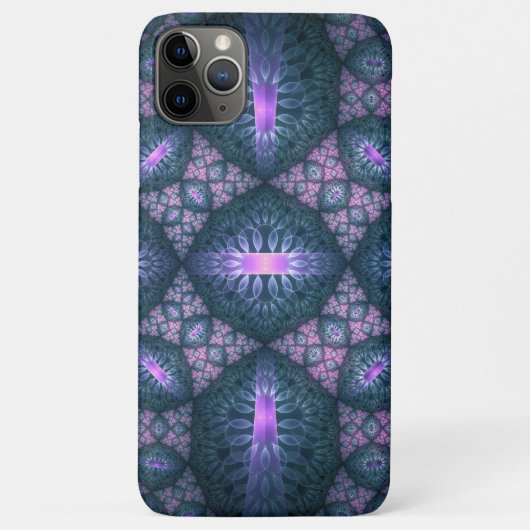 3D Fractal Kunstpatroon Turquoise Paars Roze Case-Mate iPhone Case (Achterkant)