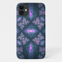 3D Fractal Kunstpatroon Turquoise Paars Roze Case-Mate iPhone Case