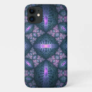 3D Fractal Kunstpatroon Turquoise Paars Roze Case-Mate iPhone Case