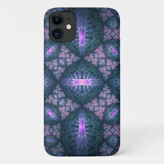 3D Fractal Kunstpatroon Turquoise Paars Roze Case-Mate iPhone Case (Achterkant)