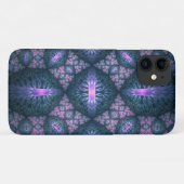 3D Fractal Kunstpatroon Turquoise Paars Roze Case-Mate iPhone Case (Achterkant (horizontaal))