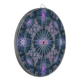 3D Fractal Kunstpatroon Turquoise Paars Roze Dartbord (Voorkant Links)