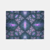 3D Fractal Kunstpatroon Turquoise Paars Roze Fleece Deken (Voorkant (Horizontaal))