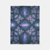 3D Fractal Kunstpatroon Turquoise Paars Roze Fleece Deken (Voorkant)