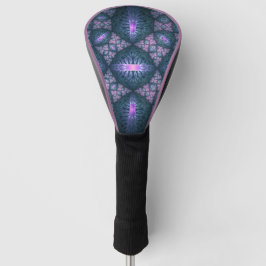 3D Fractal Kunstpatroon Turquoise Paars Roze Golfheadcover