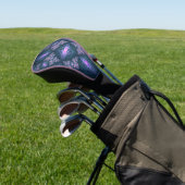3D Fractal Kunstpatroon Turquoise Paars Roze Golfheadcover (Insitu)