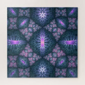 3D Fractal Kunstpatroon Turquoise Paars Roze Legpuzzel (Horizontaal)