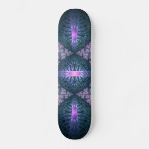 3D Fractal Kunstpatroon Turquoise Paars Roze Persoonlijk Skateboard