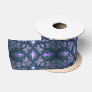 3D Fractal Kunstpatroon Turquoise Paars Roze Satijnen Lint