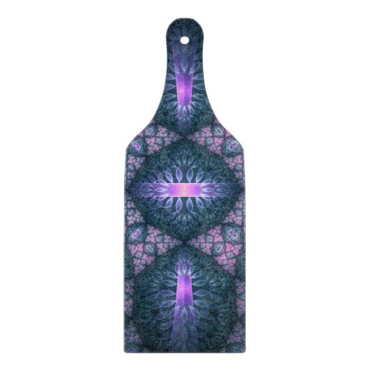 3D Fractal Kunstpatroon Turquoise Paars Roze Snijplank (Voorkant)