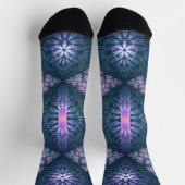 3D Fractal Kunstpatroon Turquoise Paars Roze Sokken (Top)