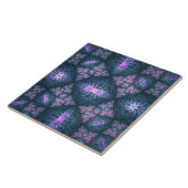 3D Fractal Kunstpatroon Turquoise Paars Roze Tegeltje (Zijkant)