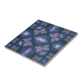 3D Fractal Kunstpatroon Turquoise Paars Roze Tegeltje (Zijkant)