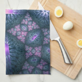 3D Fractal Kunstpatroon Turquoise Paars Roze Theedoek (Quarter Fold)