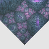 3D Fractal Kunstpatroon Turquoise Paars Roze Tissuepapier (Detail)