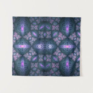 3D Fractal Kunstpatroon Turquoise Paars Roze Wandkleed