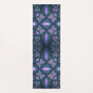 3D Fractal Kunstpatroon Turquoise Paars Roze Yogamat