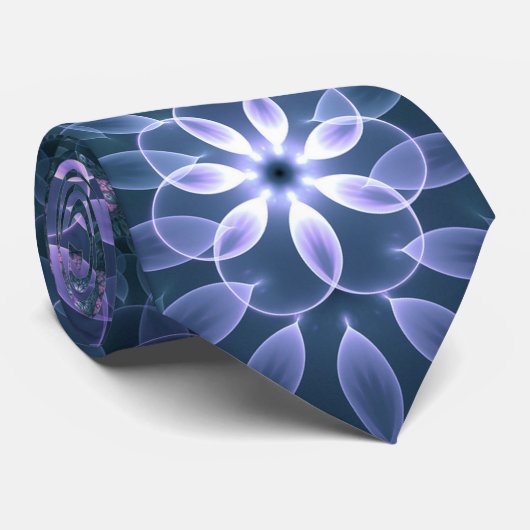 3D Fractale Kunst Abstract Patroon Blauw Paars Roz Stropdas (Opgerold)
