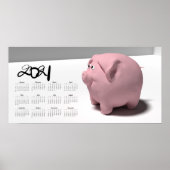 3D Funny Pig 3 Calendar Poster 2021 28x14 (Voorkant)
