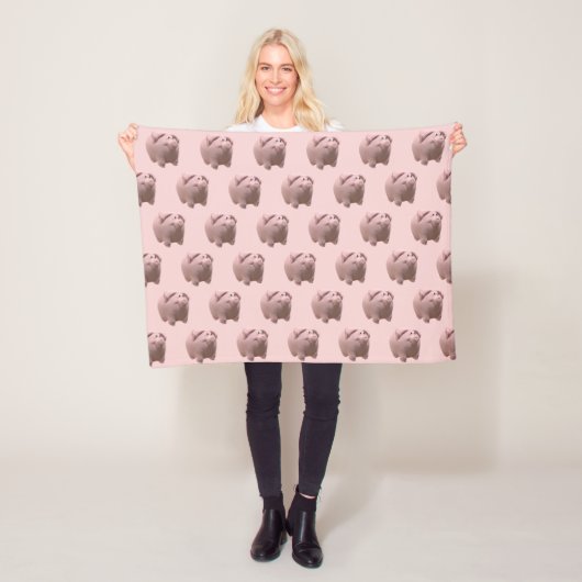 3D Funny Pig Year Birthday kies kleur Fleece 2 Deken (In situ)