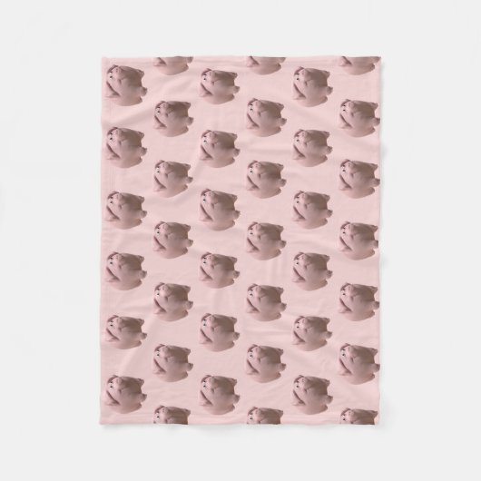 3D Funny Pig Year Birthday kies kleur Fleece 2 Deken (Voorkant)