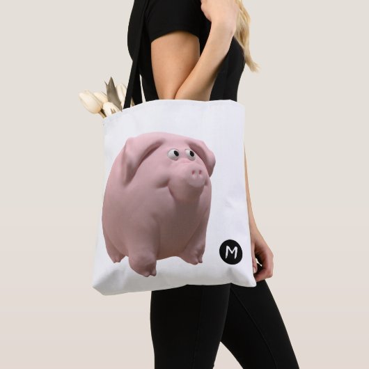 3D Funny Pig Year Monogram kiezen voor kleurenlabe Tote Bag (Dichtbij)